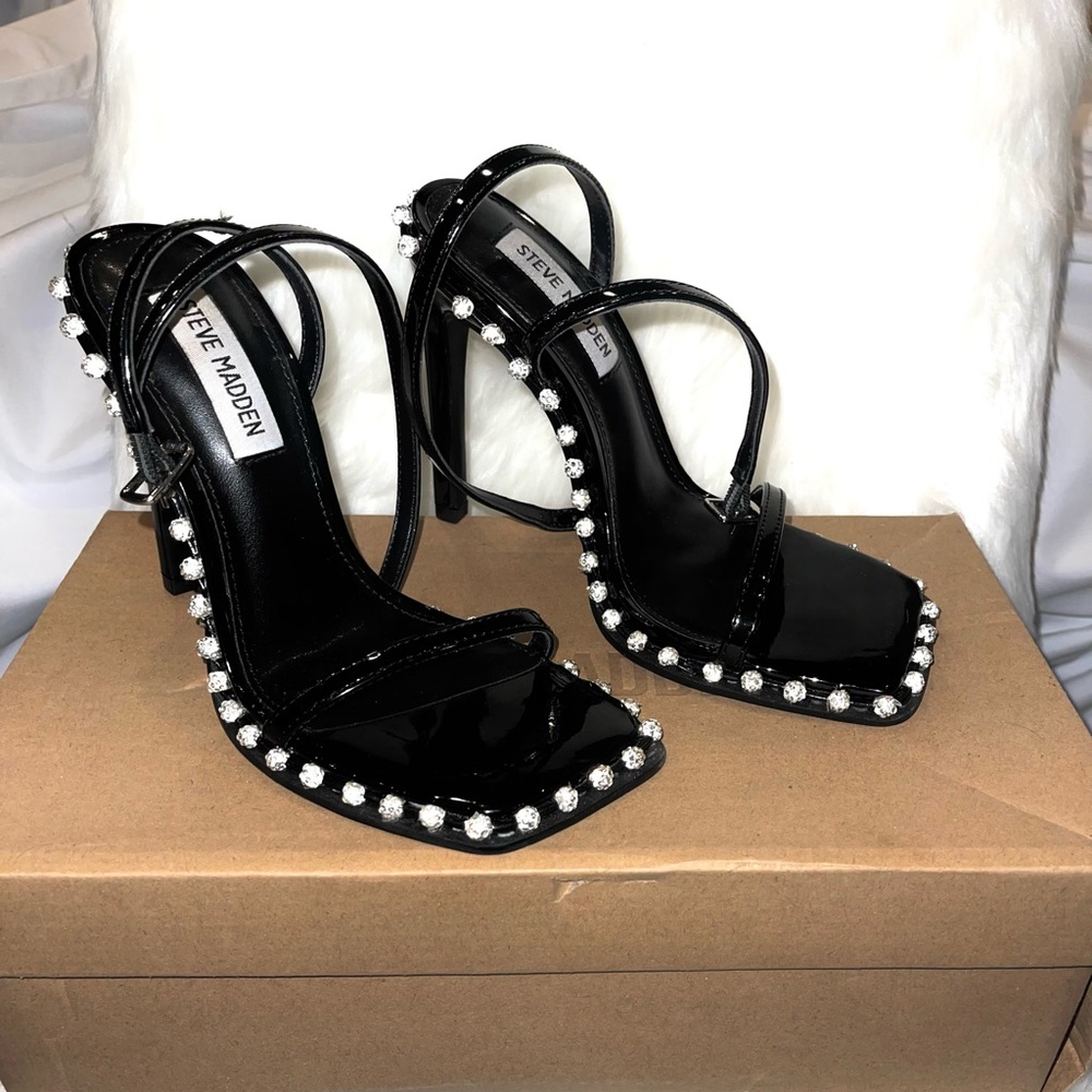 Steve Madden Black Heels with Silver Accents